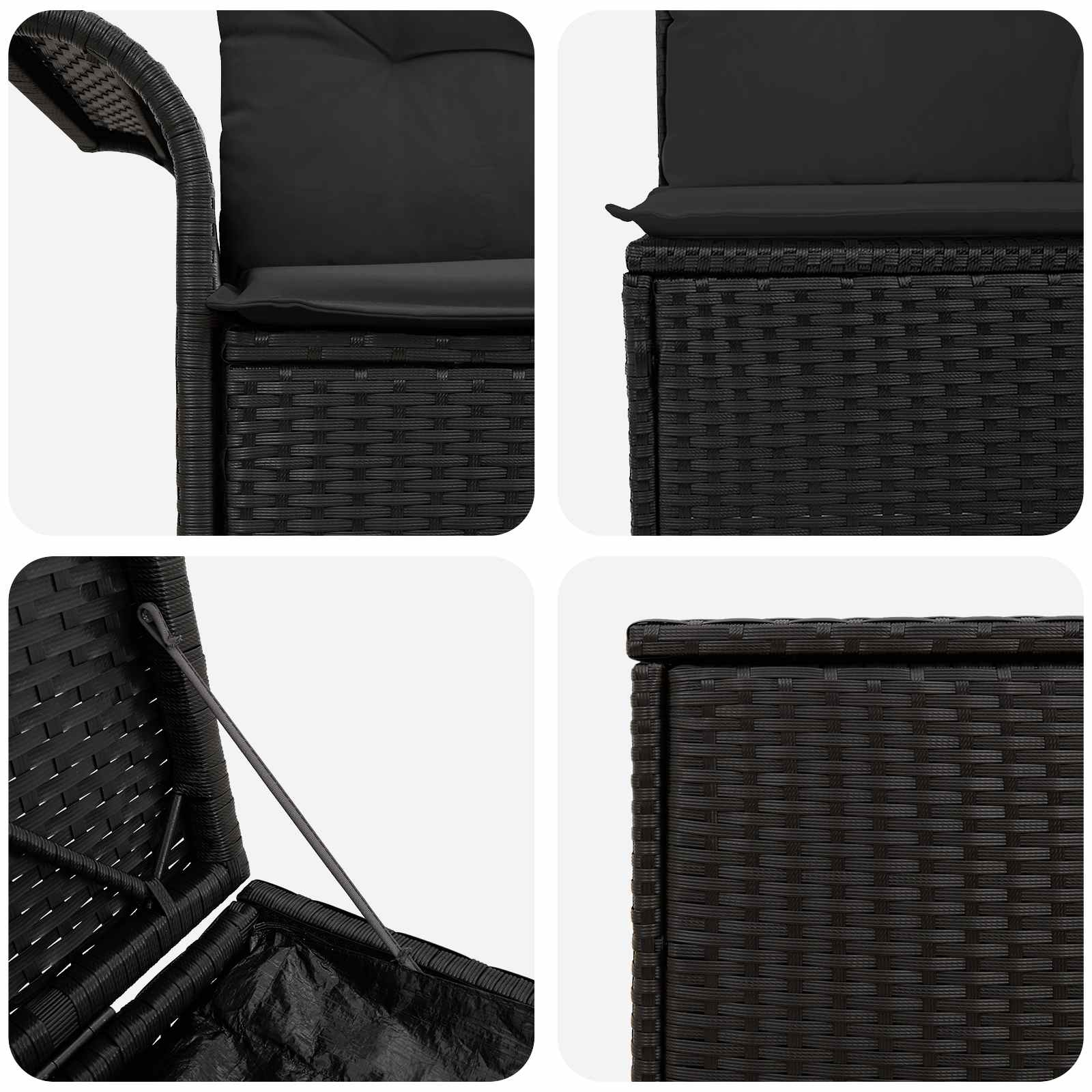 Set di divani 5 pz Nero Rattan sintetico e Acciaio | homemem39