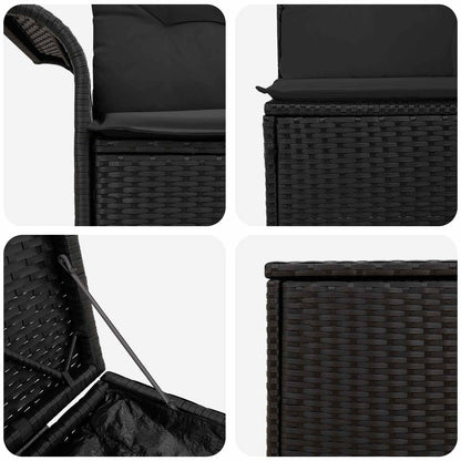 Set di divani 5 pz Nero Rattan sintetico e Acciaio | homemem39
