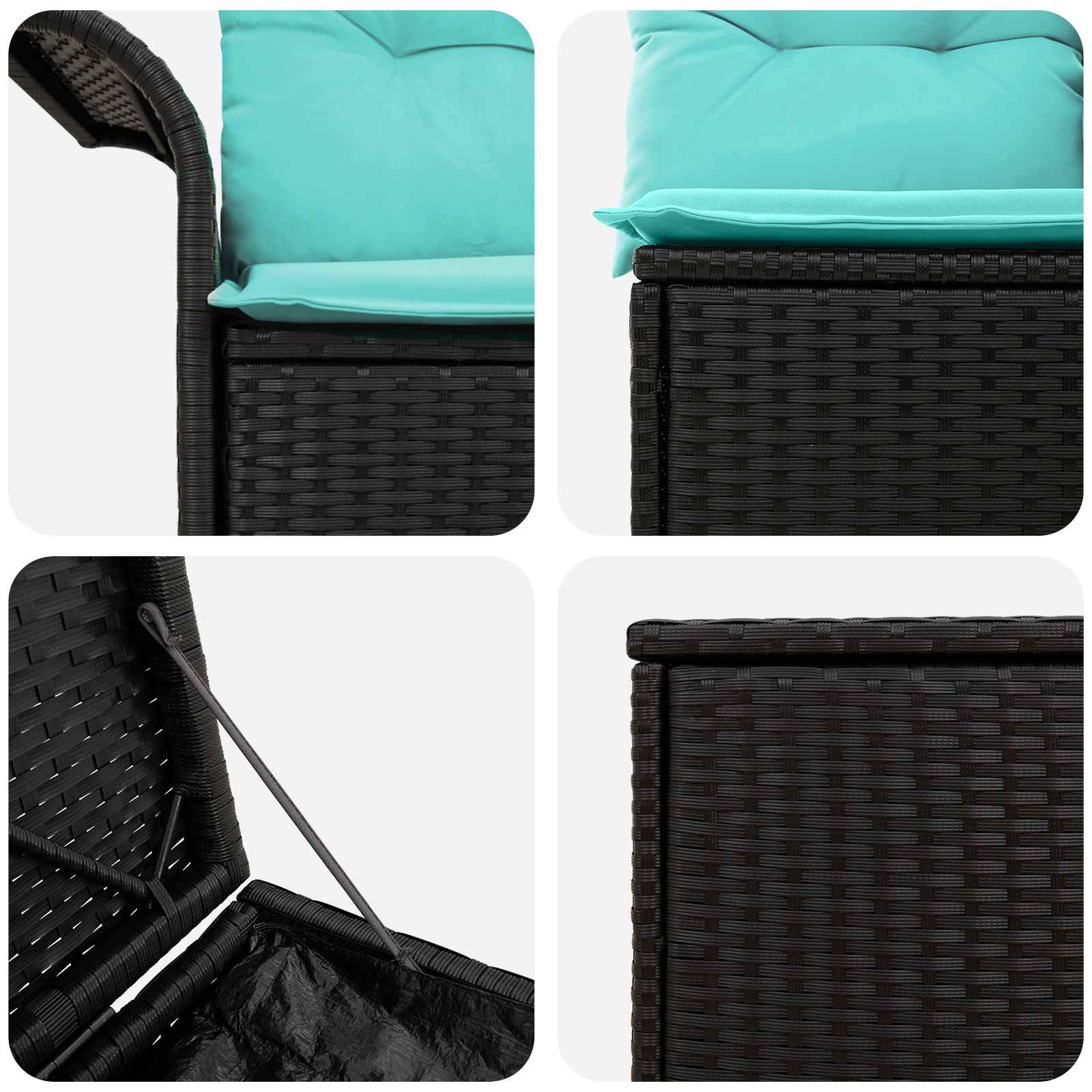Set di divani 5 pz Nero e Blu Rattan sintetico e Acciaio | homemem39