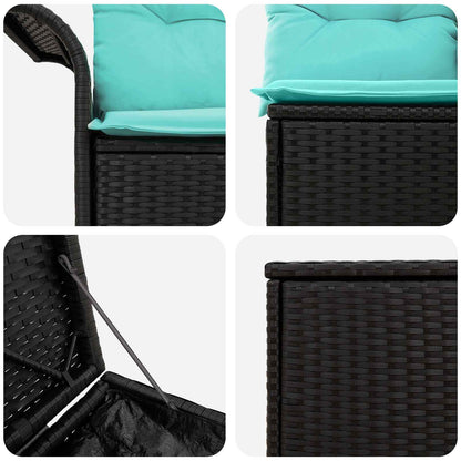 Set di divani 5 pz Nero e Blu Rattan sintetico e Acciaio | homemem39