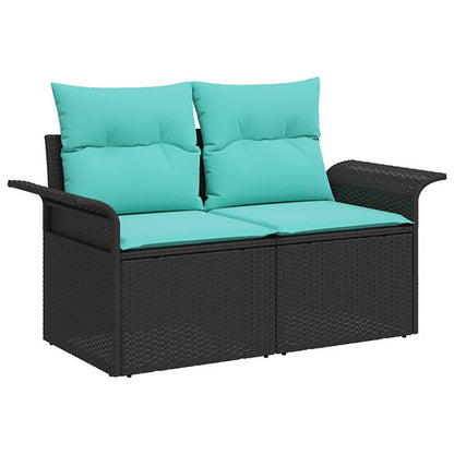 Set di divani 5 pz Nero e Blu Rattan sintetico e Acciaio | homemem39
