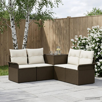 Set di divani 5 pz Marrone e Bianco Crema