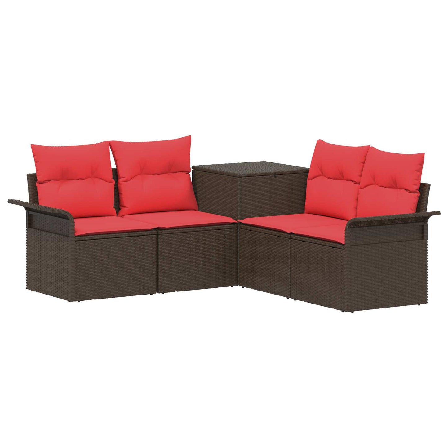 Set di divani 5 pz Marrone e Rosso Rattan sintetico e Acciaio | homemem39