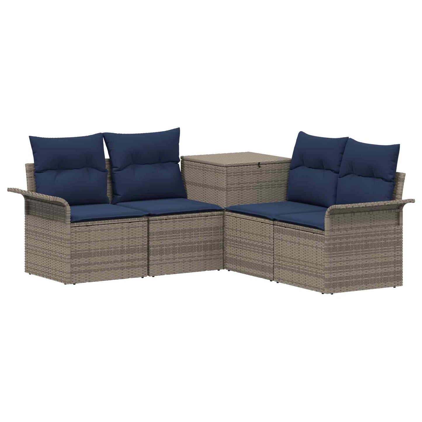 Set di divani 5 pz Grigio e Blu Navy Rattan sintetico e Acciaio | homemem39