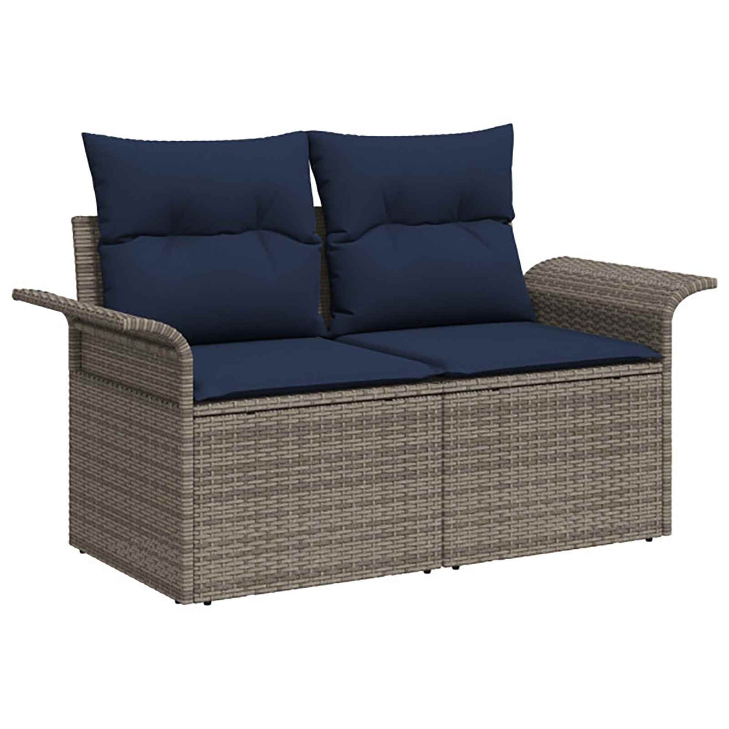 Set di divani 5 pz Grigio e Blu Navy Rattan sintetico e Acciaio | homemem39