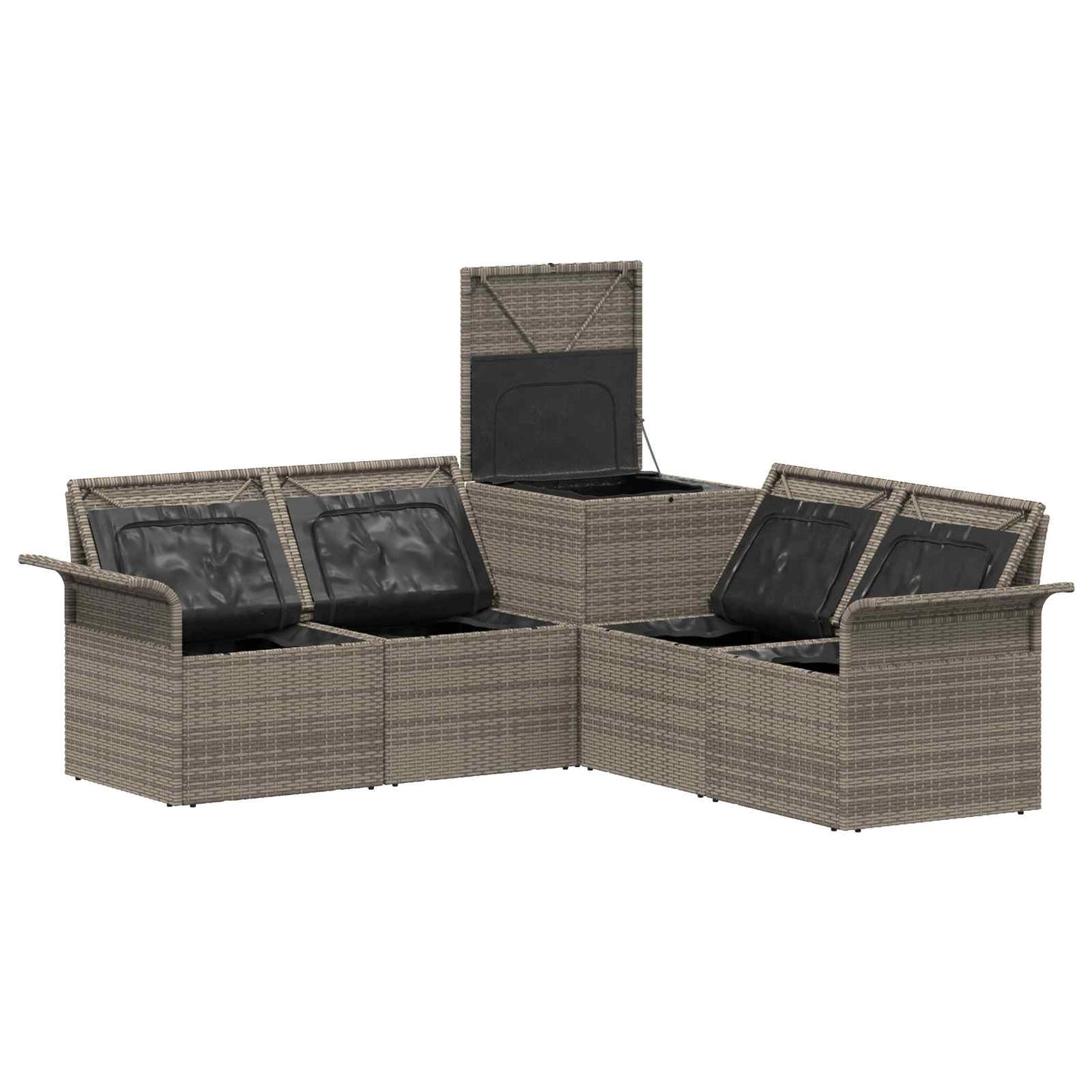 Set di divani 5 pz Grigio e Blu Navy Rattan sintetico e Acciaio | homemem39