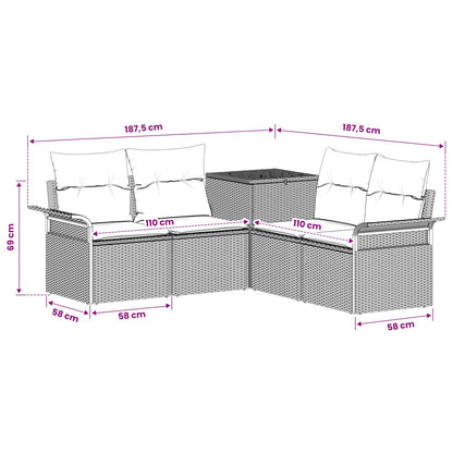 Set di divani 5 pz Grigio e Blu Navy Rattan sintetico e Acciaio | homemem39