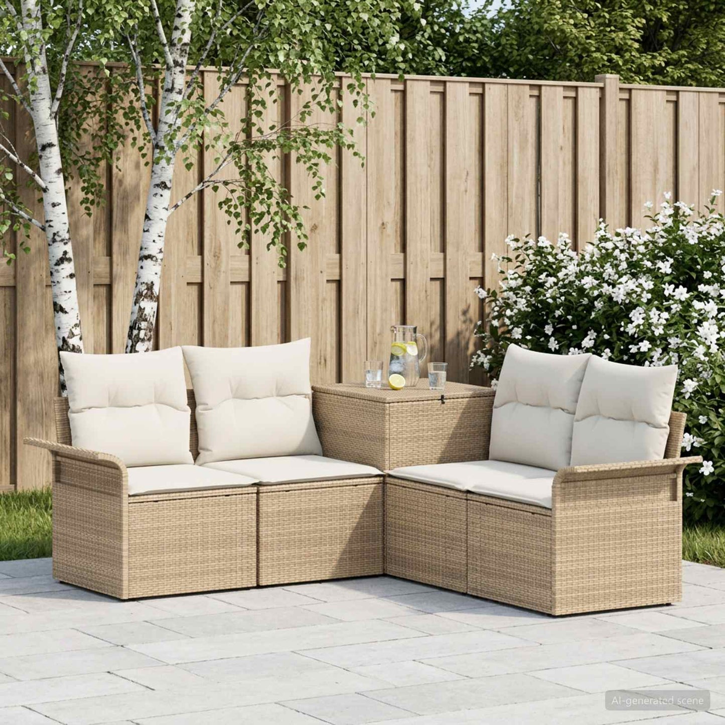 Set di divani 5 pz Beige e Bianco Crema | homemem39