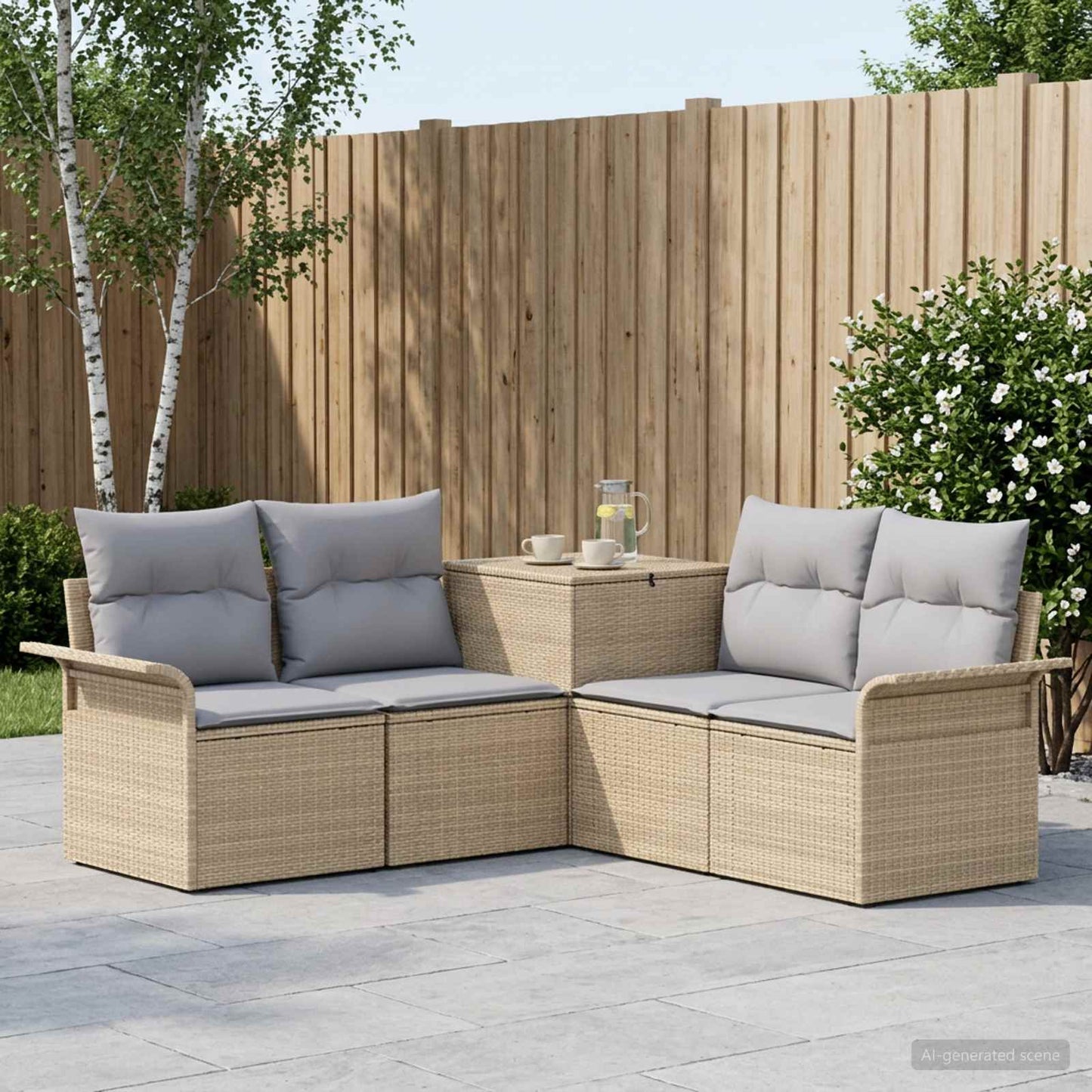 Set di divani 5 pz Beige e Grigio Chiaro | homemem39