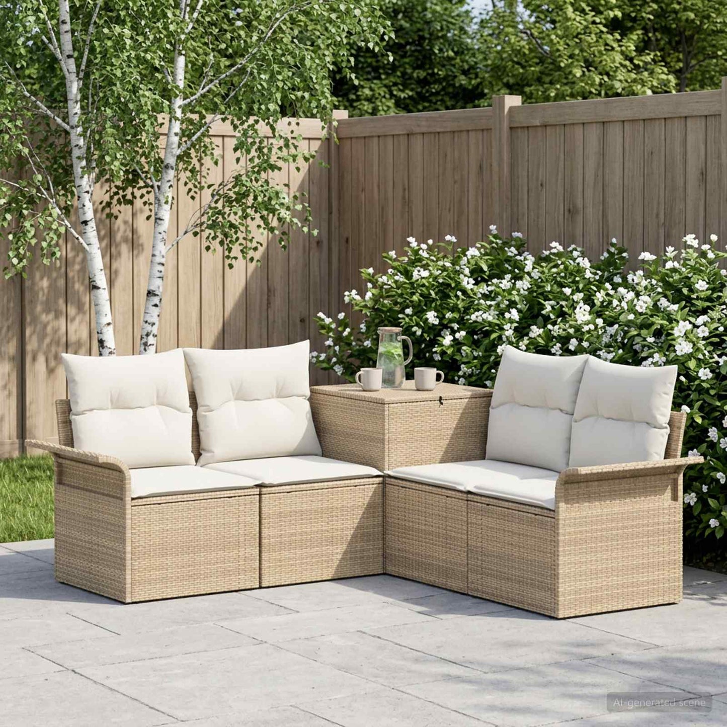 Set di divani 5 pz Beige e Bianco Crema | homemem39