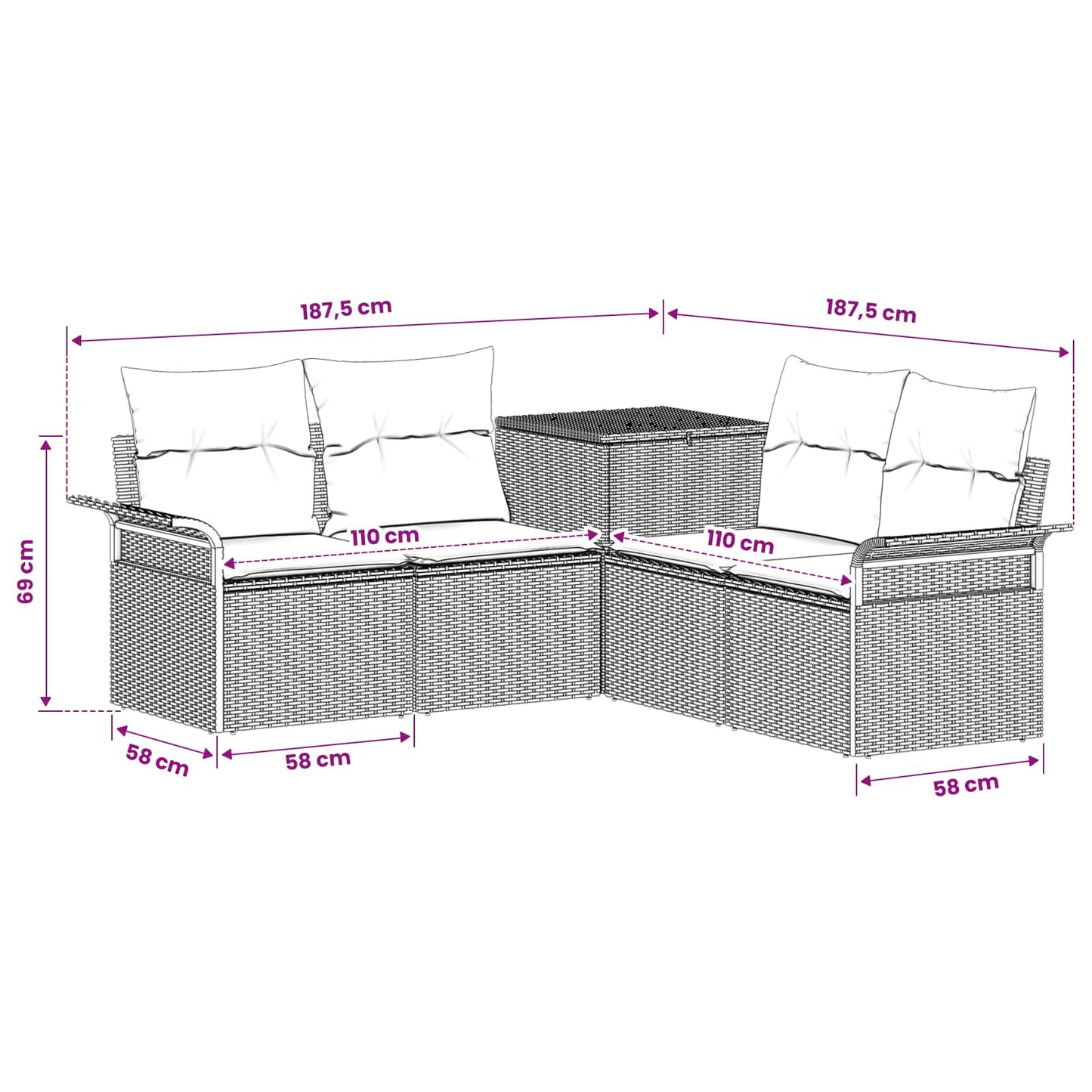 Set di divani 5 pz Beige e Bianco Crema | homemem39