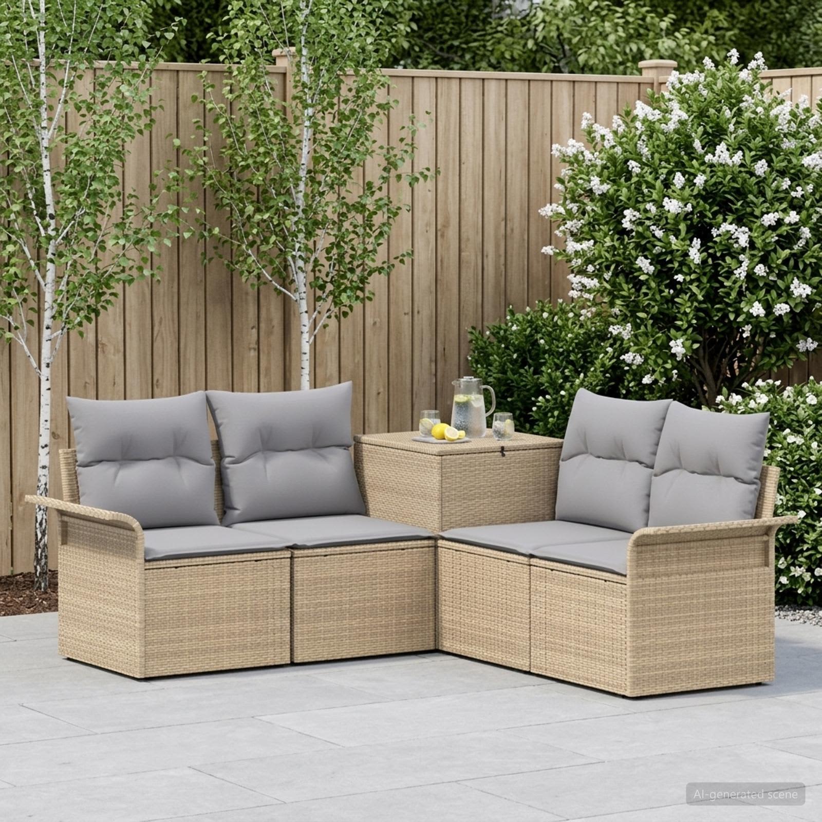 Set di divani 5 pz Beige e Grigio Chiaro | homemem39