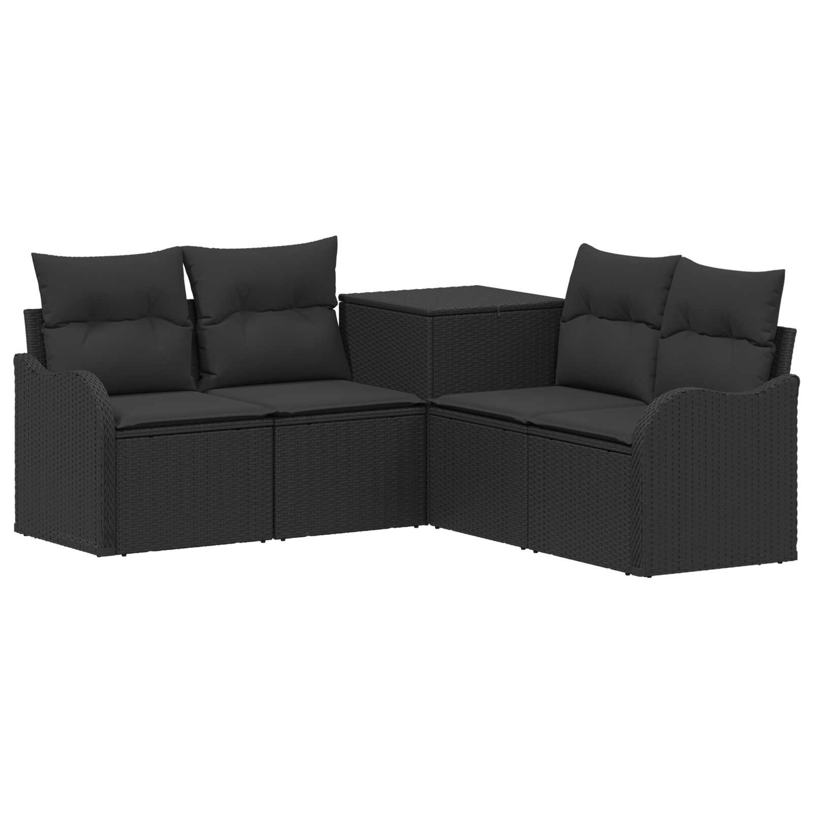 Set di divani 5 pz Nero Rattan sintetico e Acciaio | homemem39