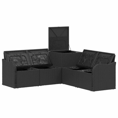 Set di divani 5 pz Nero Rattan sintetico e Acciaio | homemem39