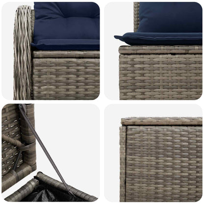 Set di divani 5 pz Grigio e Blu Navy Rattan sintetico e Acciaio | homemem39