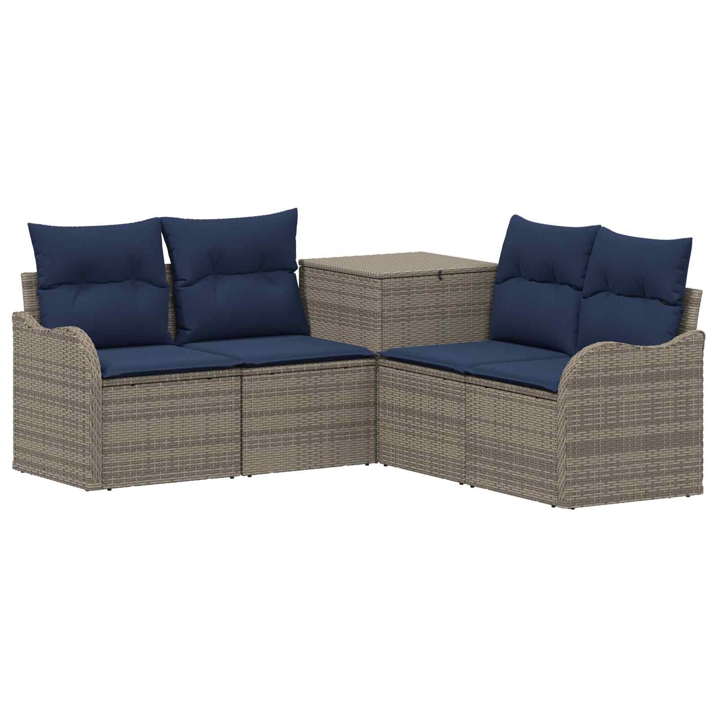 Set di divani 5 pz Grigio e Blu Navy Rattan sintetico e Acciaio | homemem39