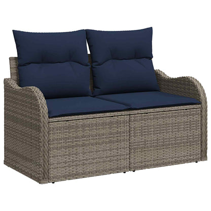 Set di divani 5 pz Grigio e Blu Navy Rattan sintetico e Acciaio | homemem39