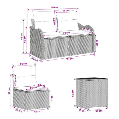 Set di divani 5 pz Grigio e Blu Navy Rattan sintetico e Acciaio | homemem39