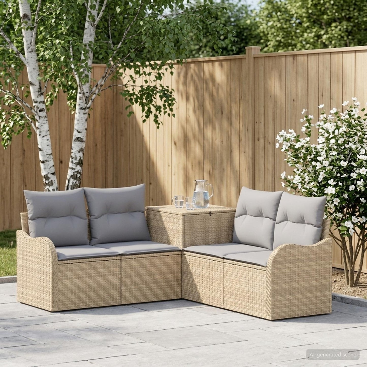 Set di divani 5 pz Beige e Grigio Chiaro | homemem39
