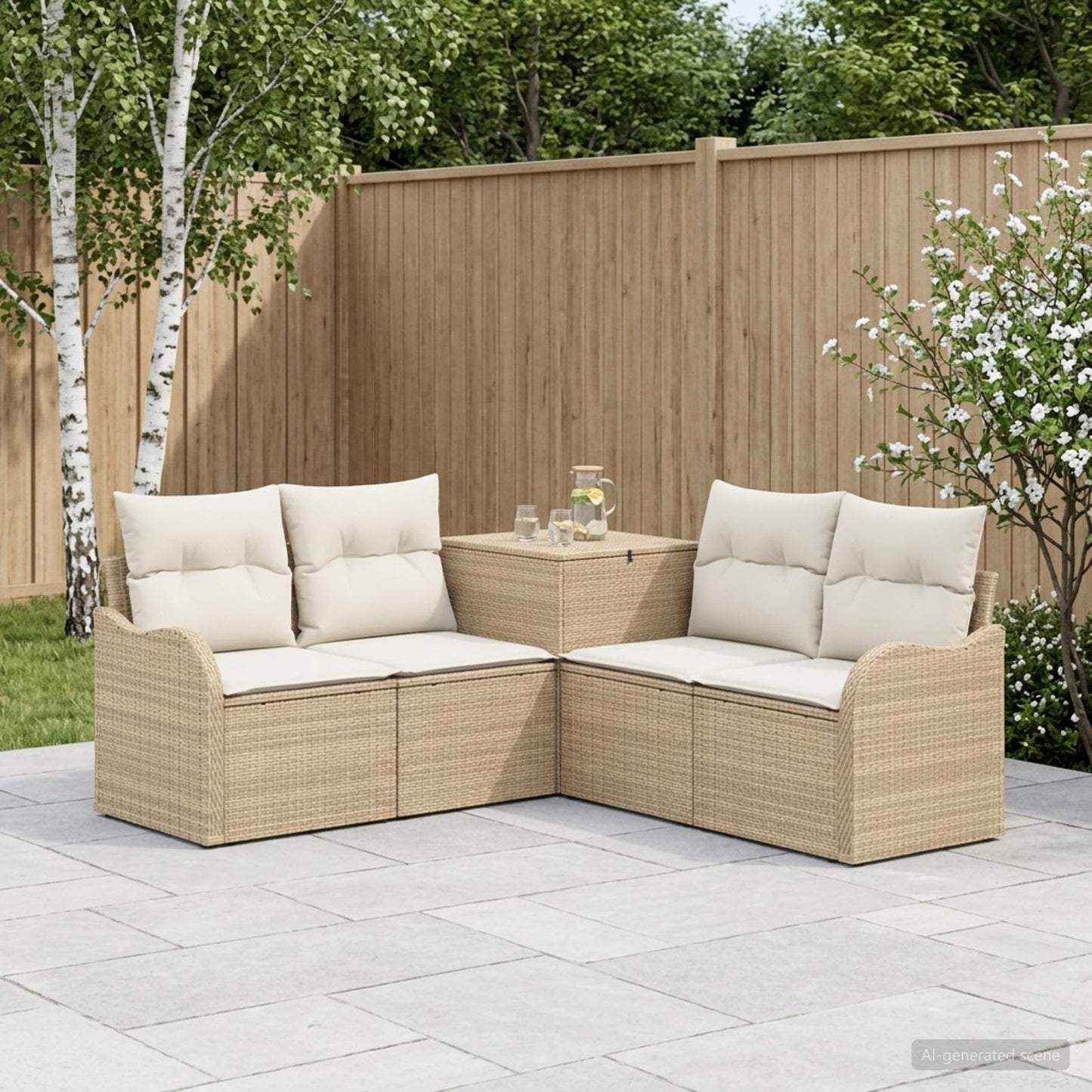 Set di divani 5 pz Beige e Bianco Crema | homemem39