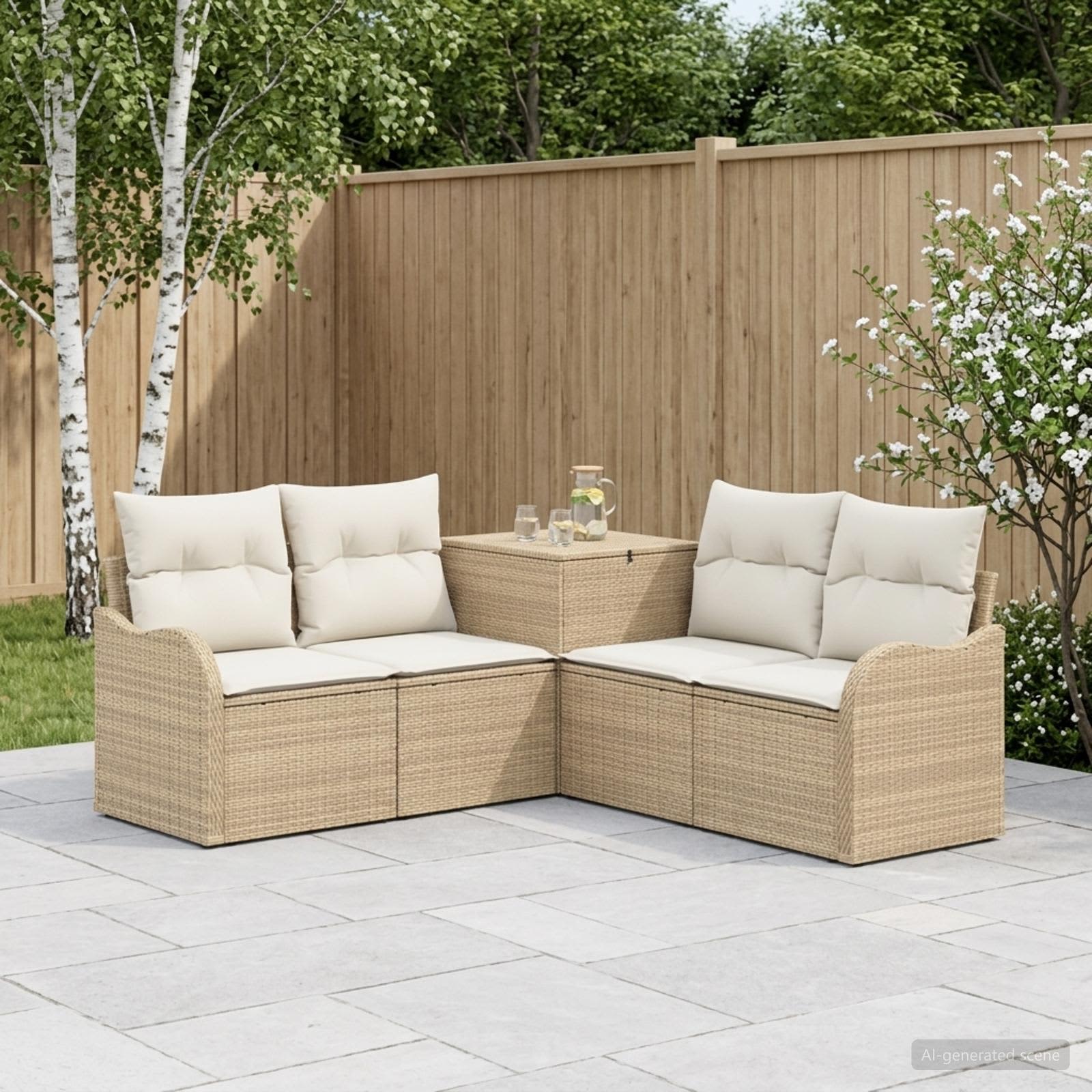 Set di divani 5 pz Beige e Bianco Crema | homemem39
