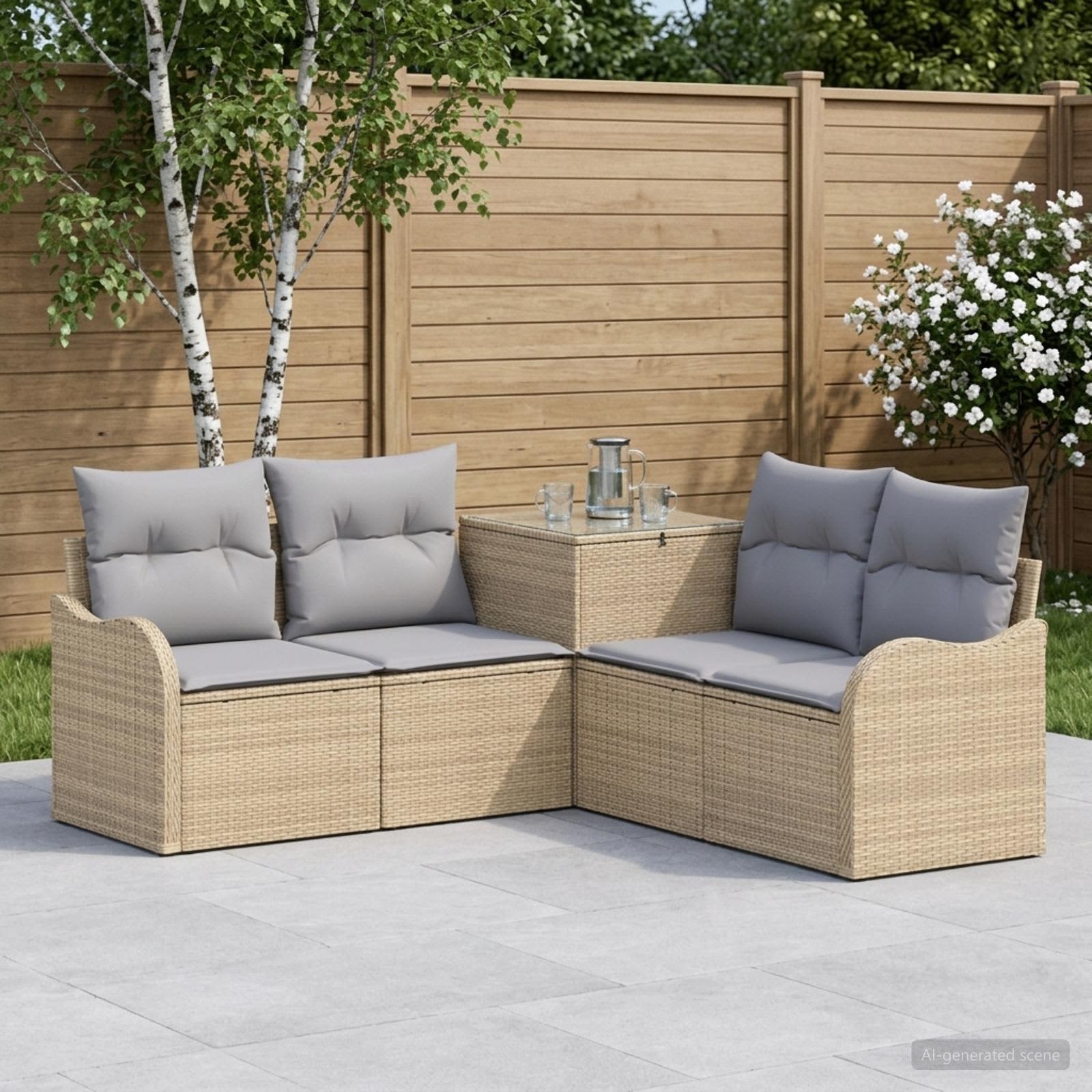 Set di divani 5 pz Beige e Grigio Chiaro | homemem39