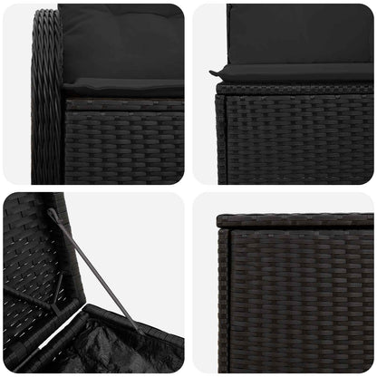Set di divani 5 pz Nero Rattan sintetico e Acciaio | homemem39