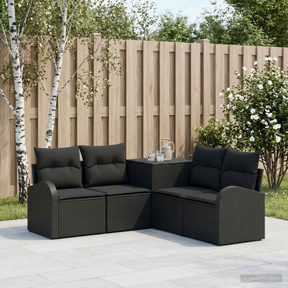 Set di divani 5 pz Nero Rattan sintetico e Acciaio | homemem39