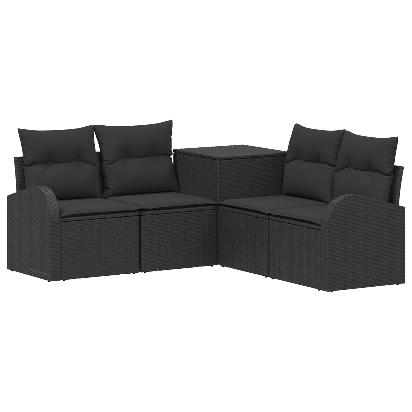 Set di divani 5 pz Nero Rattan sintetico e Acciaio | homemem39
