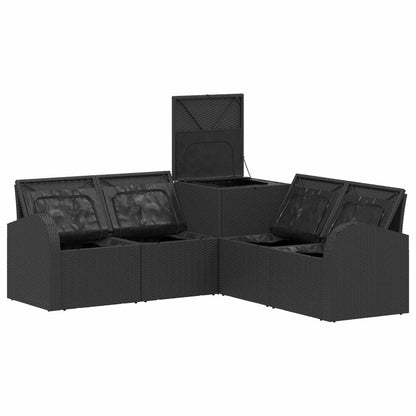 Set di divani 5 pz Nero e Bianco Crema | homemem39