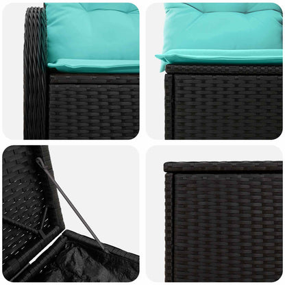 Set di divani 5 pz Nero e Blu Rattan sintetico e Acciaio | homemem39