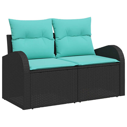 Set di divani 5 pz Nero e Blu Rattan sintetico e Acciaio | homemem39