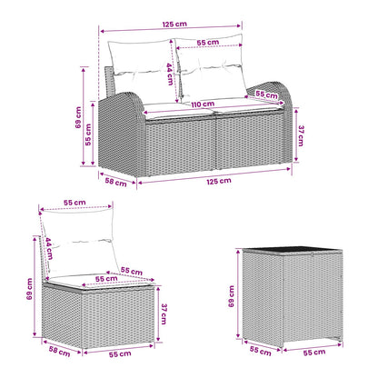 Set di divani 5 pz Marrone e Rosso Rattan sintetico e Acciaio | homemem39