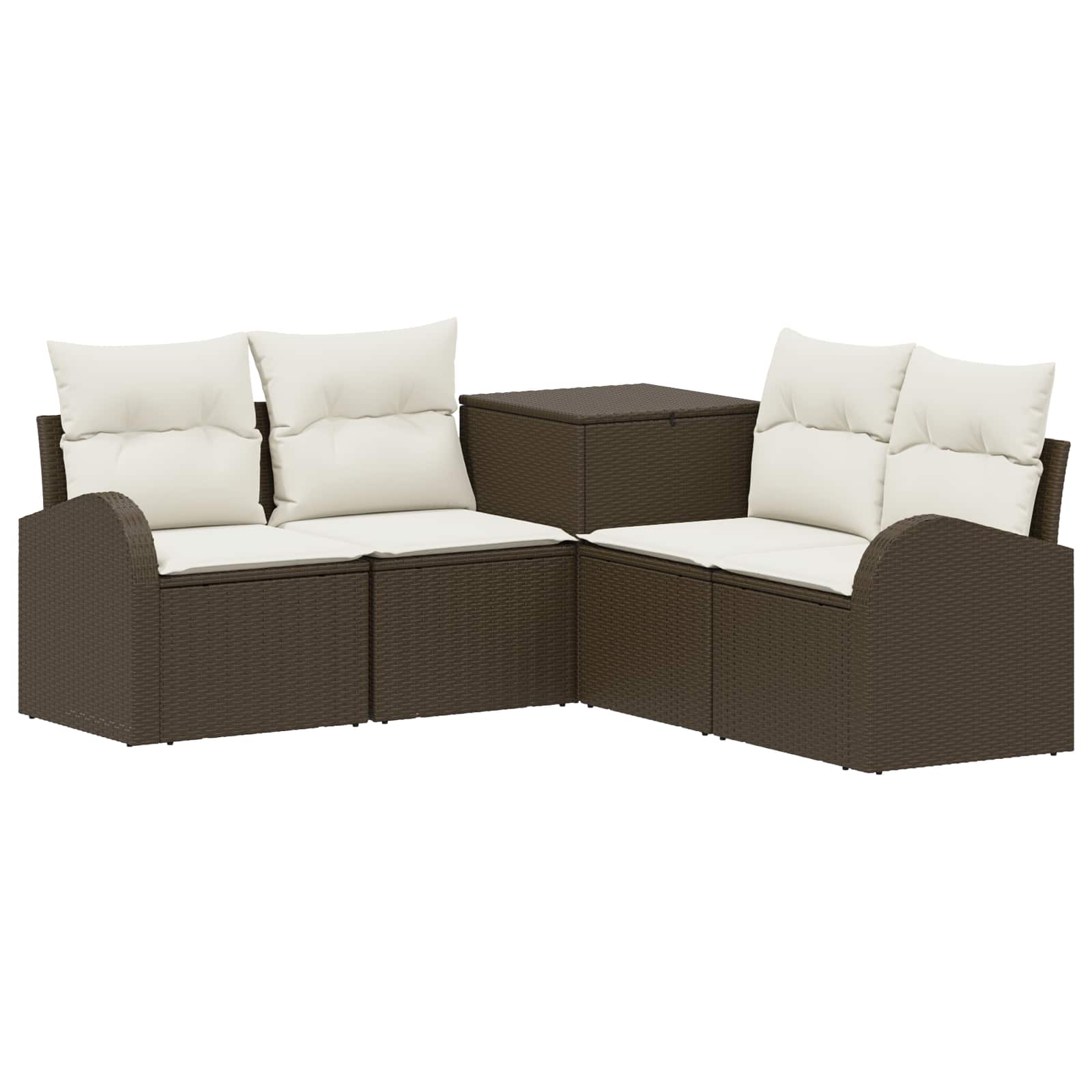 Set di divani 5 pz Marrone e Bianco Crema | homemem39