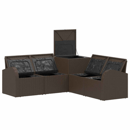 Set di divani 5 pz Marrone e Rosso Rattan sintetico e Acciaio | homemem39