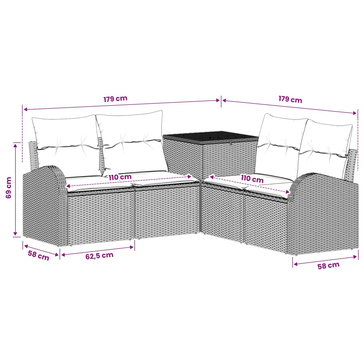 Set di divani 5 pz Beige e Bianco Crema | homemem39