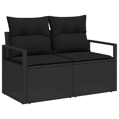 Set di divani 5 pz Nero Rattan sintetico e Acciaio | homemem39