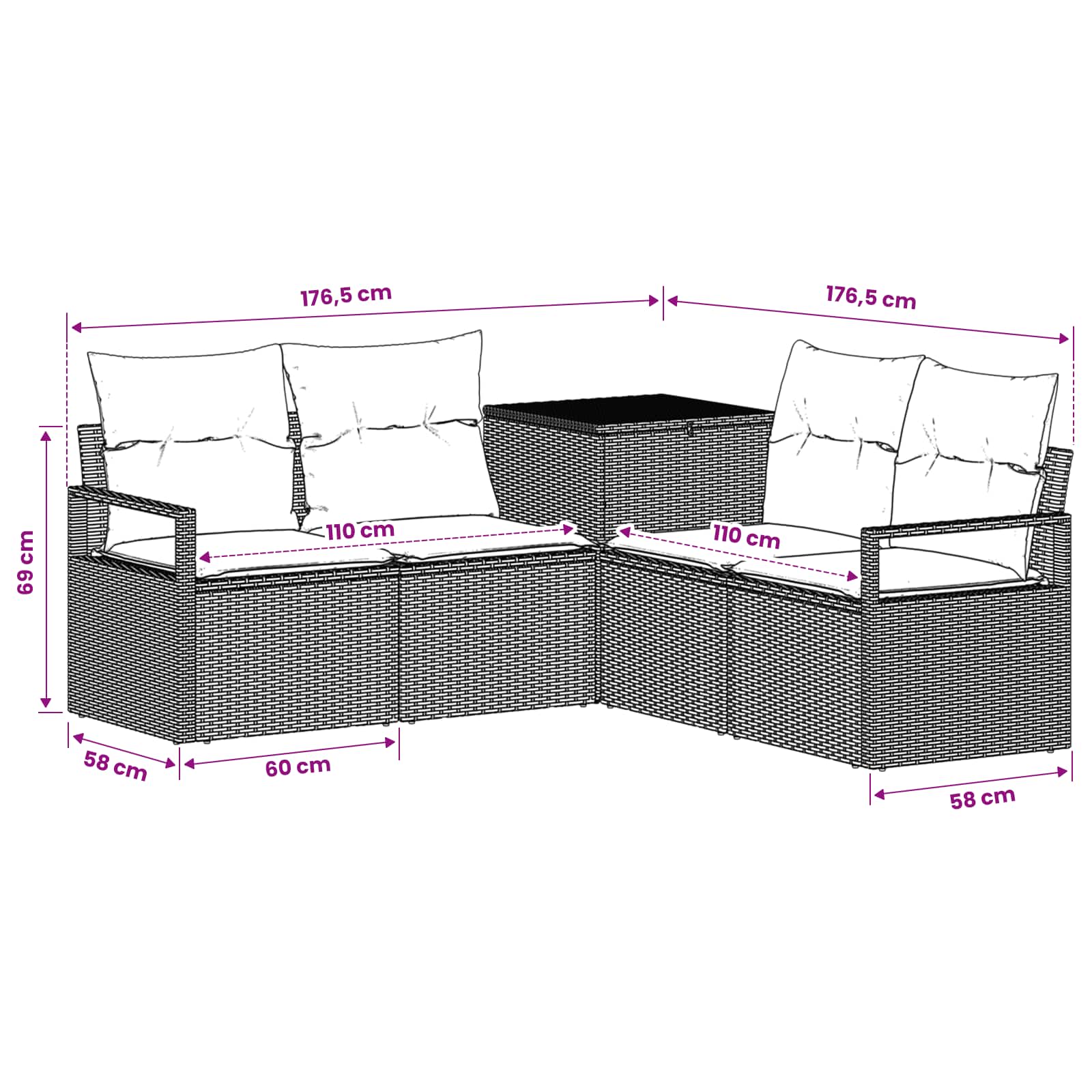 Set di divani 5 pz Nero e Bianco Crema | homemem39