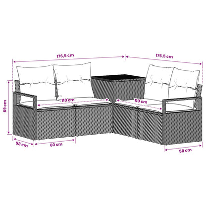 Set di divani 5 pz Nero e Bianco Crema | homemem39