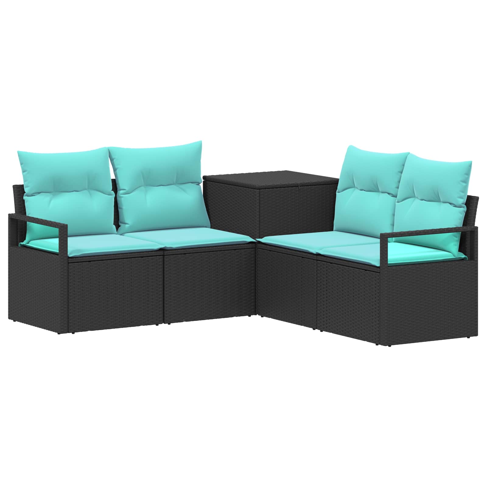 Set di divani 5 pz Nero e Blu Rattan sintetico e Acciaio | homemem39