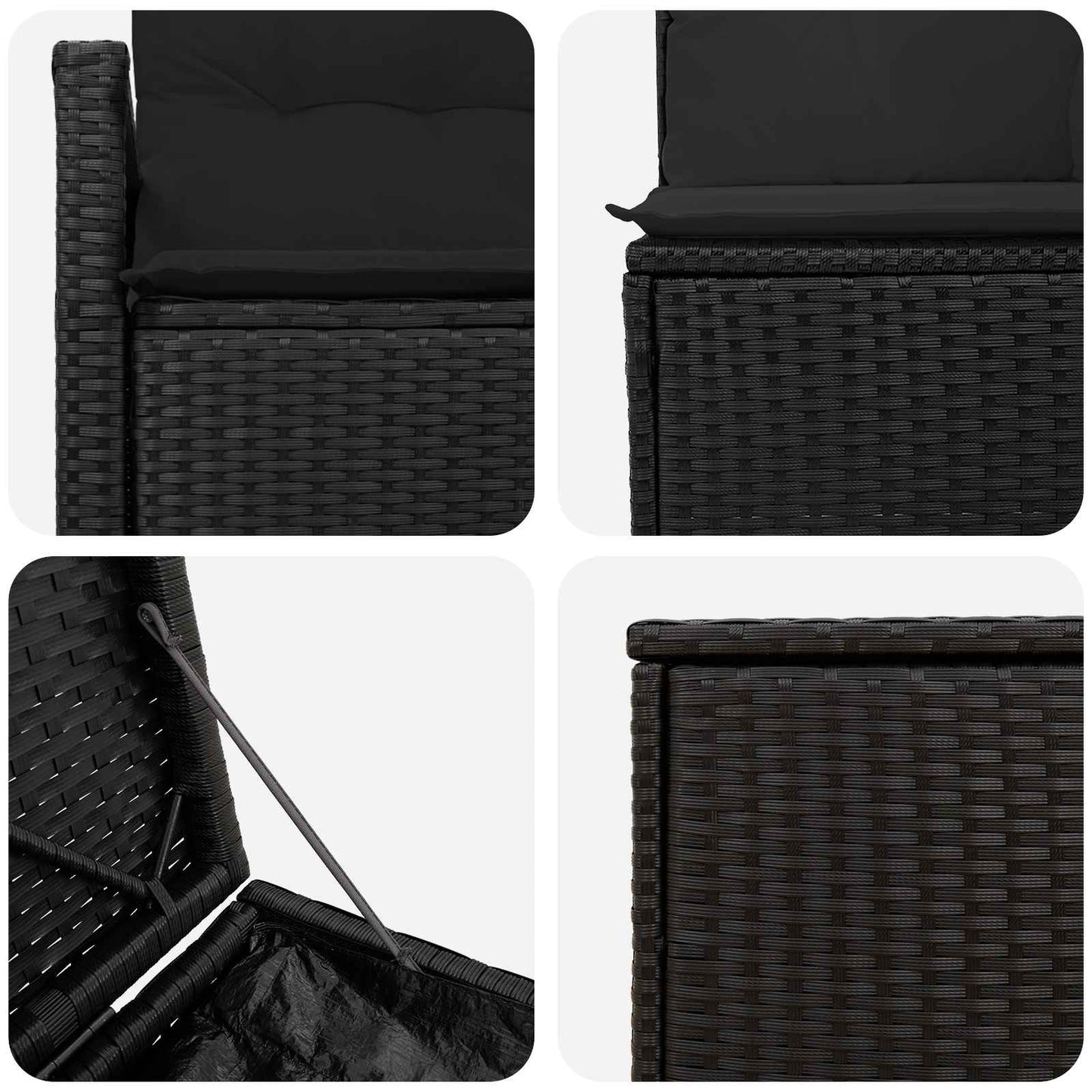 Set di divani 5 pz Nero Rattan sintetico e Acciaio | homemem39