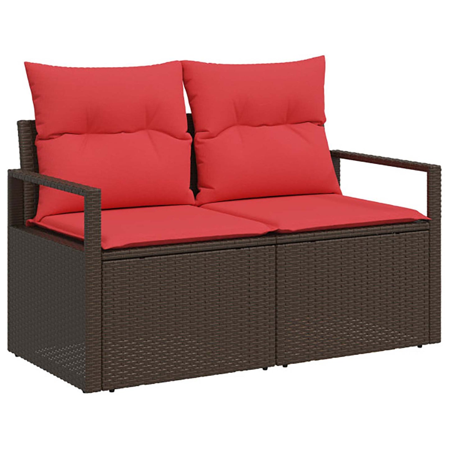 Set di divani 5 pz Marrone e Rosso Rattan sintetico e Acciaio | homemem39