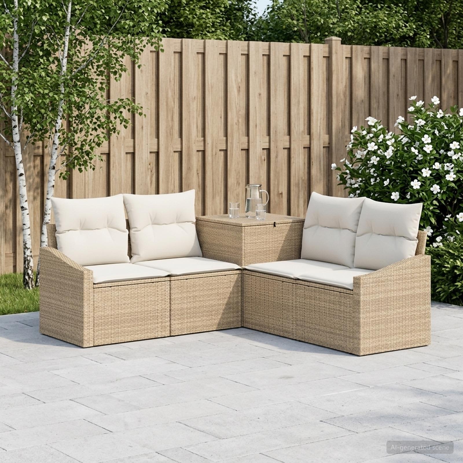 Set di divani 5 pz Beige e Bianco Crema | homemem39