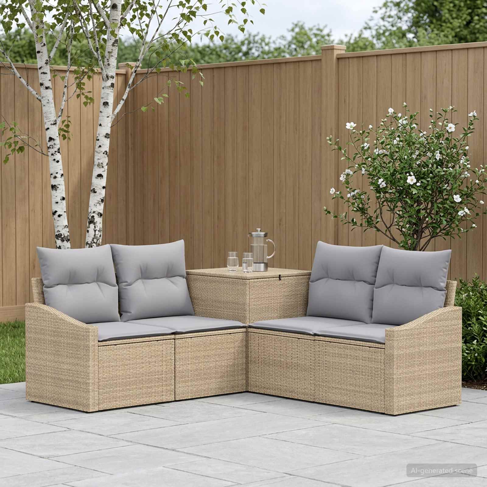 Set di divani 5 pz Beige e Grigio Chiaro | homemem39