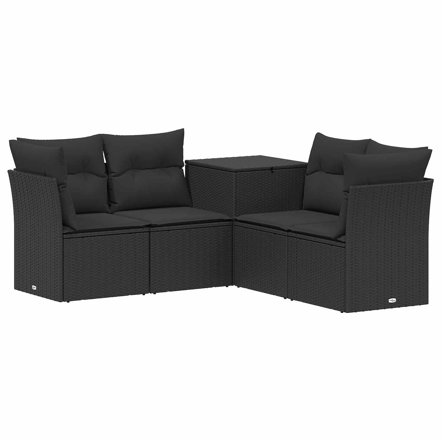 Set di divani 5 pz Nero Rattan sintetico e Acciaio | homemem39