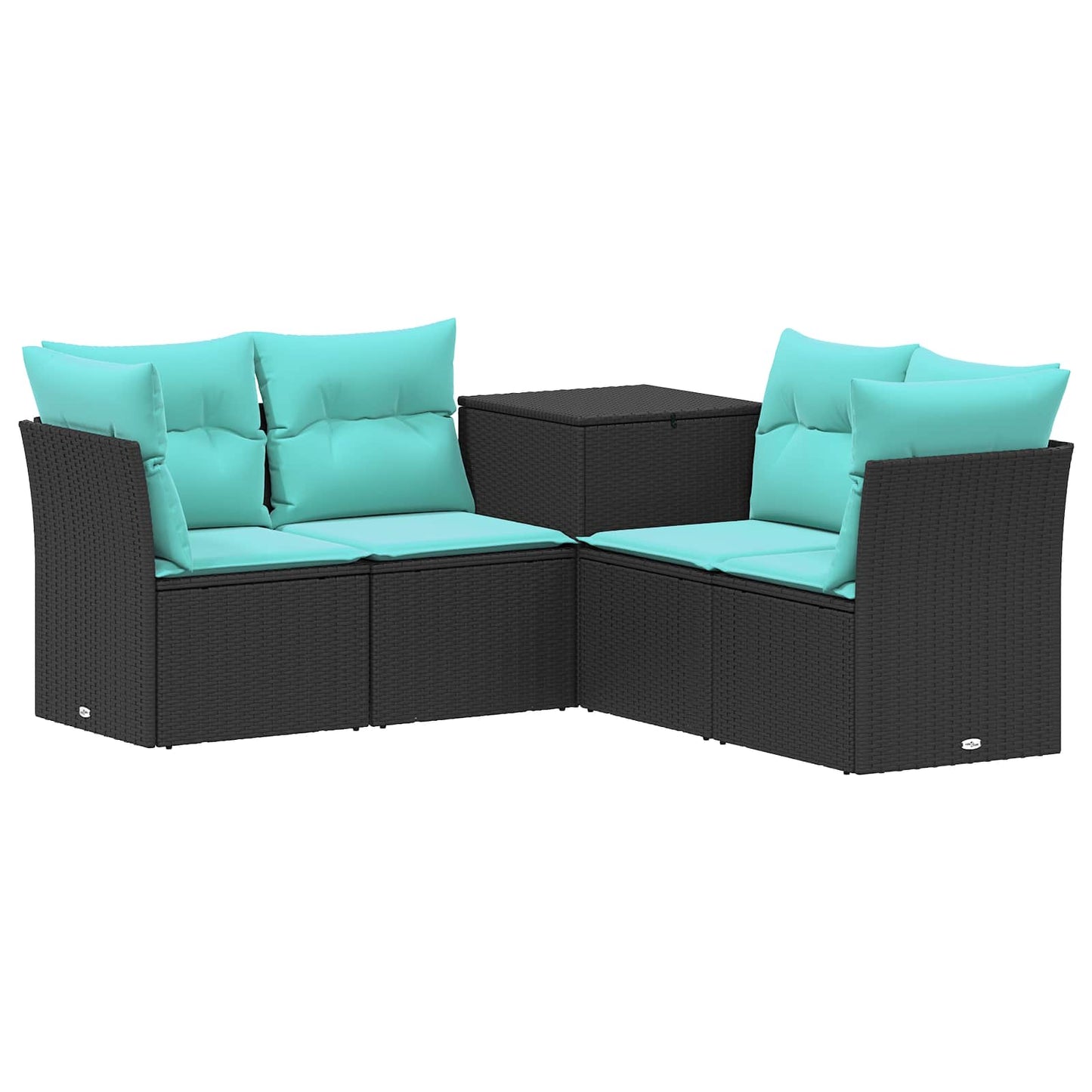 Set di divani 5 pz Nero e Blu Rattan sintetico e Acciaio | homemem39