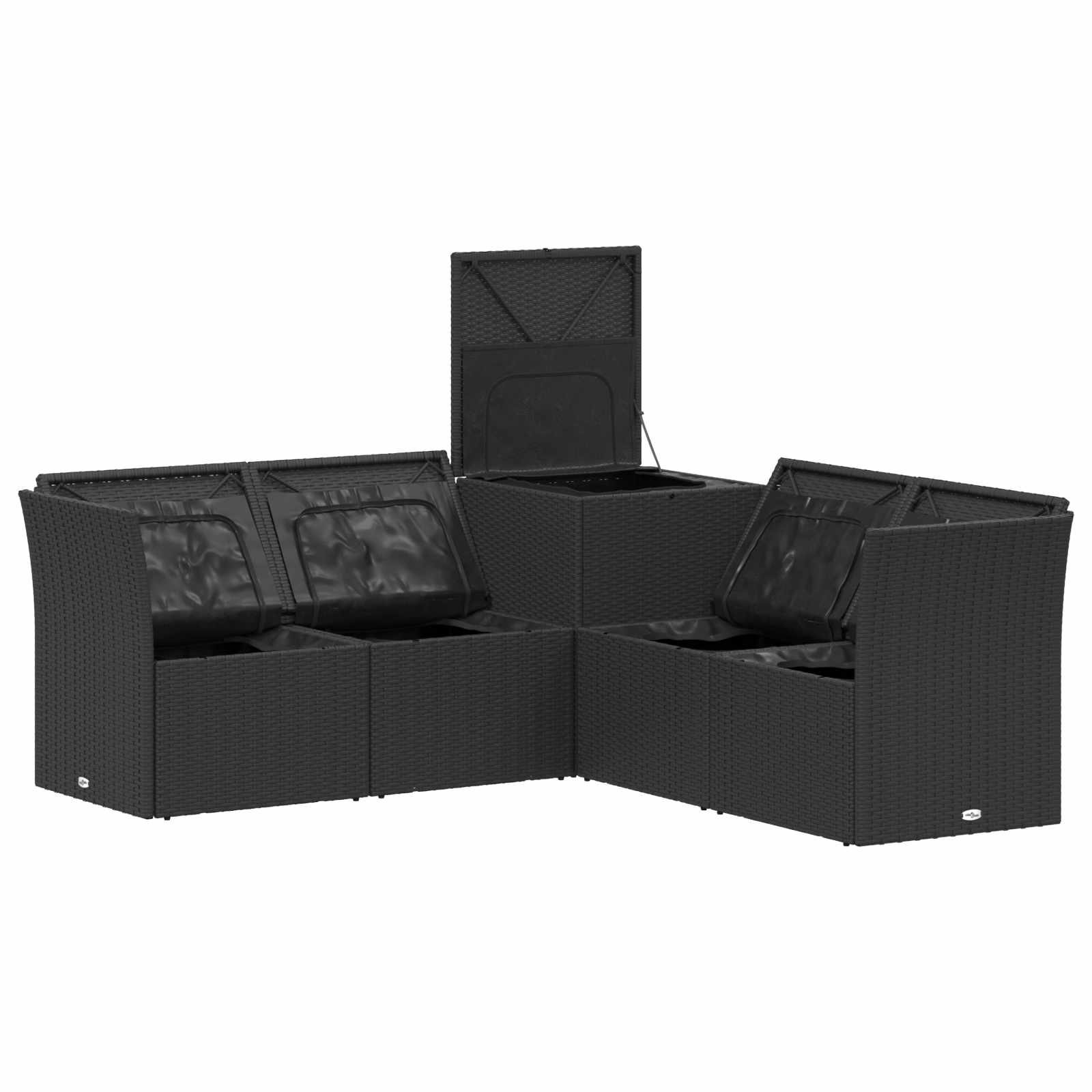 Set di divani 5 pz Nero Rattan sintetico e Acciaio | homemem39