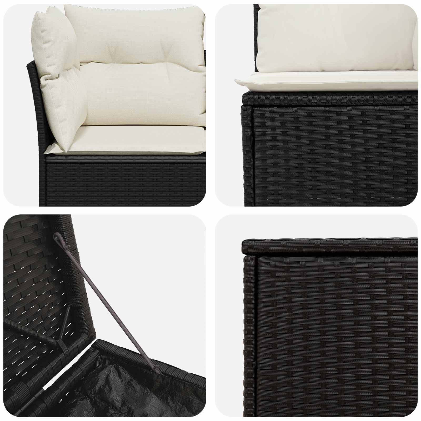 Set di divani 5 pz Nero e Bianco Crema | homemem39