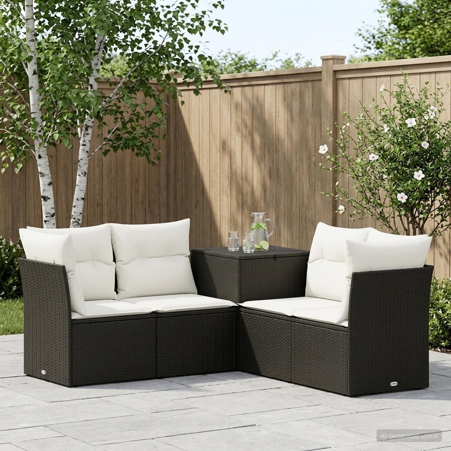 Set di divani 5 pz Nero e Bianco Crema | homemem39