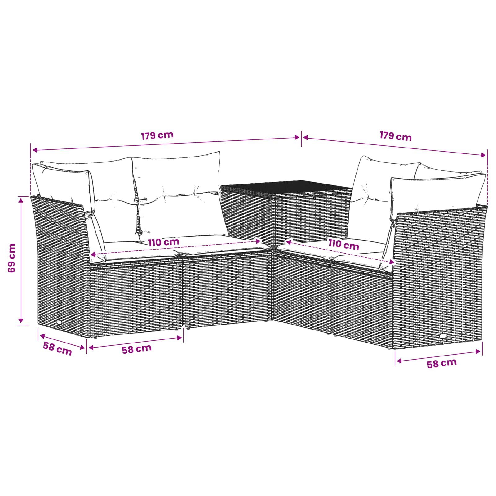 Set di divani 5 pz Nero e Bianco Crema | homemem39